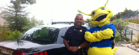 UCSC police officer and Sammy the Slug