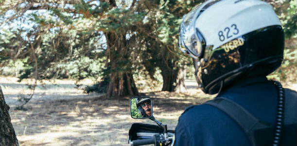 UCSC police officer on motorcycle patrol